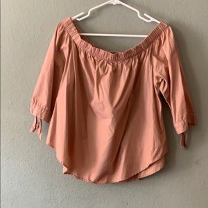 Off-the-Shoulder Pink Blouse.